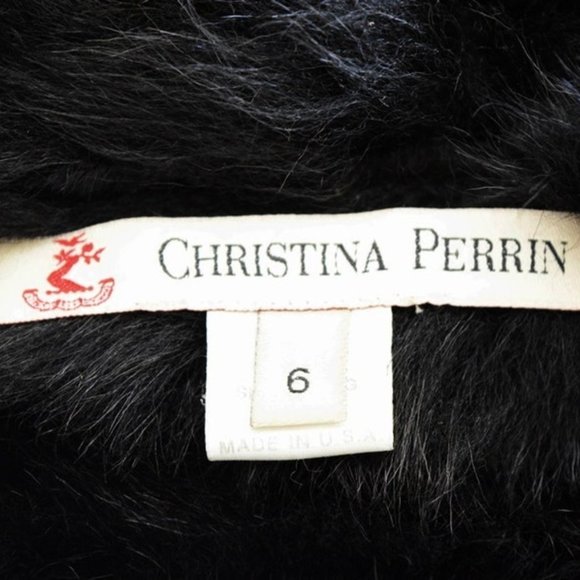 Designer Christina Perrin Black Shearling Jacket - Picture 3 of 10